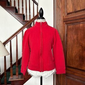 Guide Series Vintage 90s Cherry Red Plush Jacket Lightweight Fall Autumn Spring